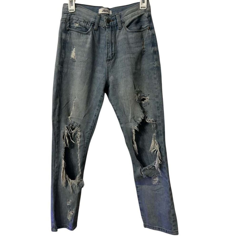 JBD High Rise Cropped Blue Denim Jeans Womens Size 26 Relaxed Boyfriend